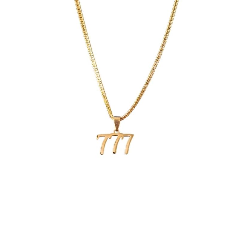 Corrente Masculina 70cm Pingente 777 Aço Inoxidável 316L