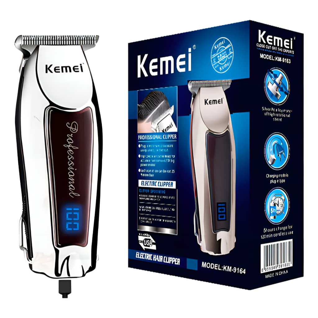 Maquina de Cortar Cabelo Kemei Acabamento Barbear Máquina Com visor Led Aparamento Profissional