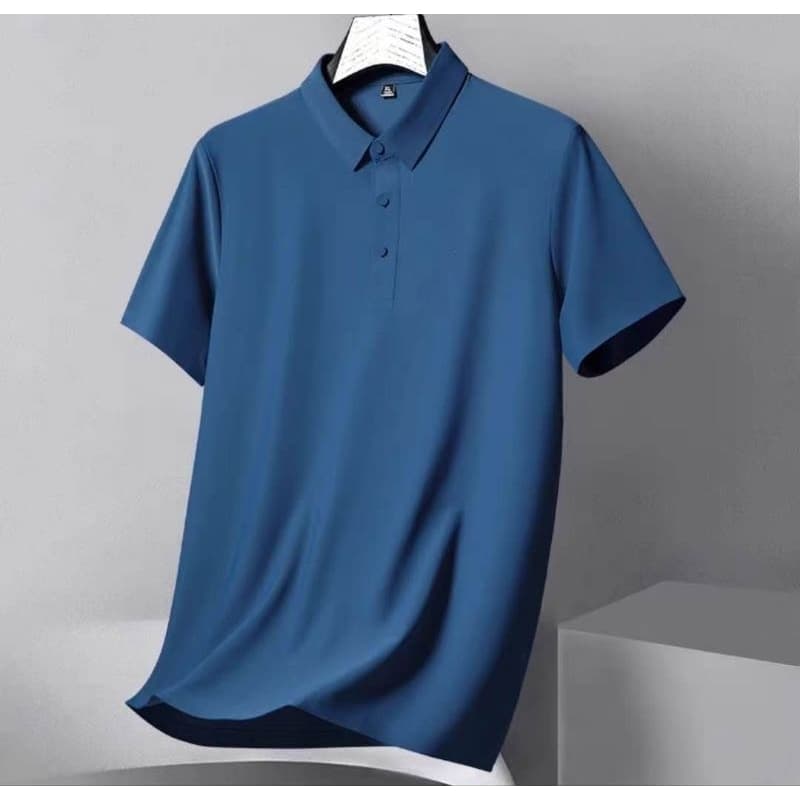 Polo Masculino Manga Curta Importada Alta Qualidade De Seda Gelada