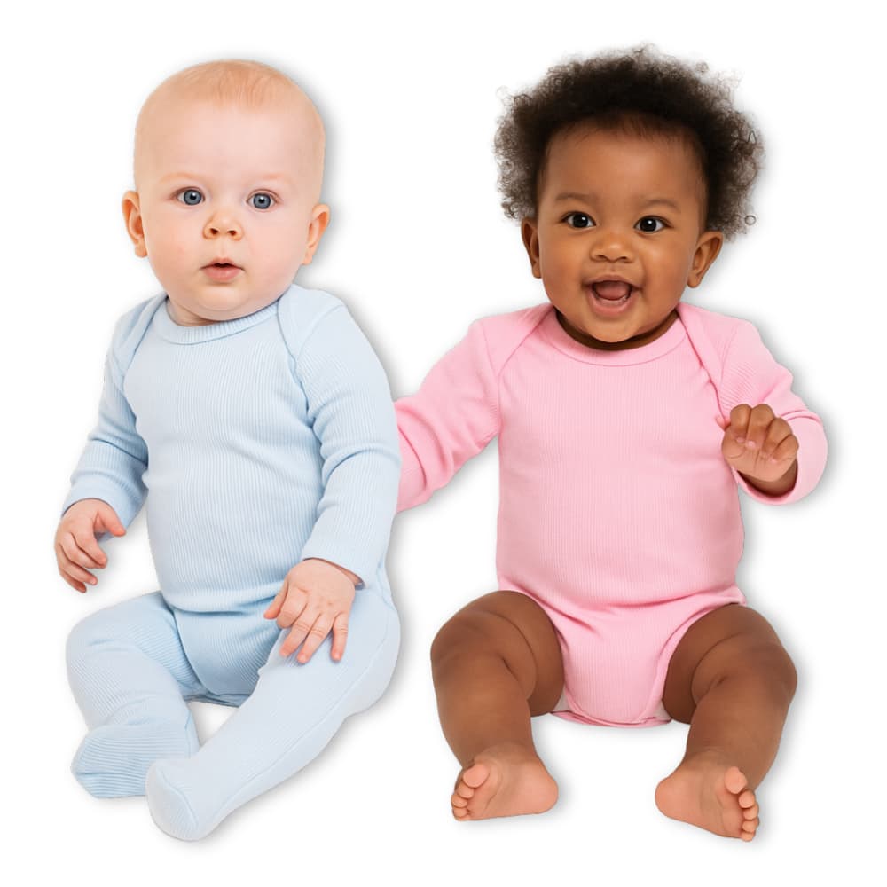 Kit 2 Peças Body Bebê Manga Longa + Calça Liso Conjunto Pagão Canelado Infantil RN P M G 1