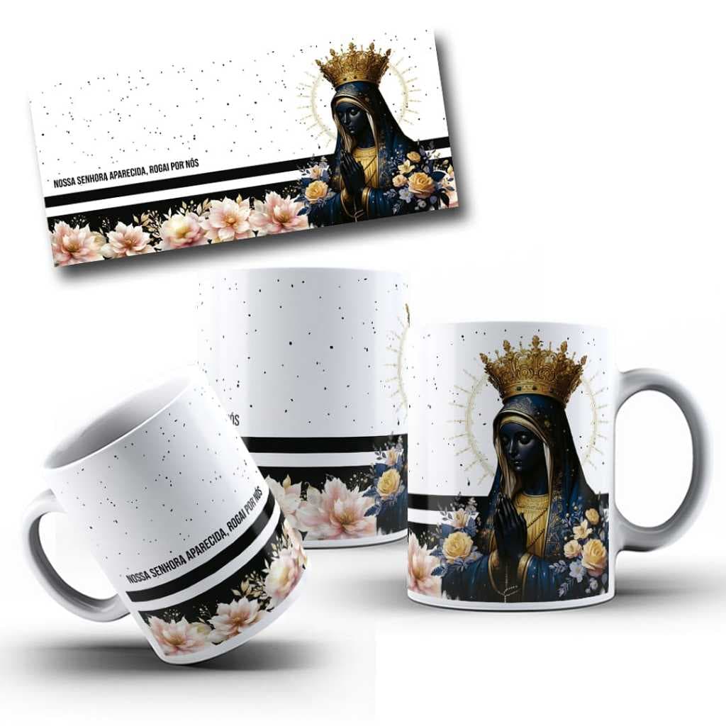 Caneca Personalizada Nossa Senhora Aparecida Caneca Católica para Presente Cerâmica 325ml