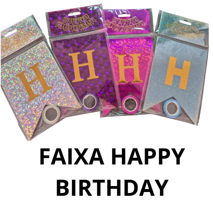 Faixa Happy Birthday Holografico Brilhante - Aniversário, Festa Surpresa