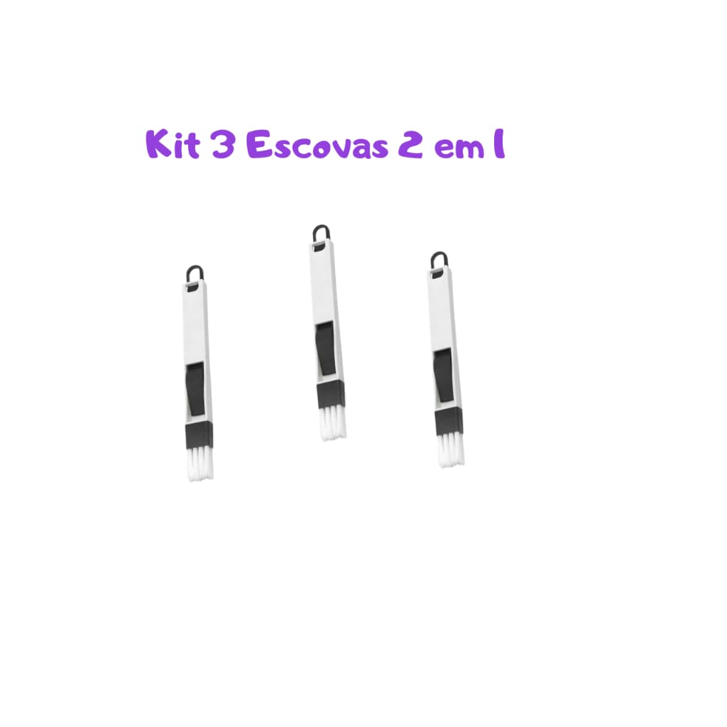 Kit 3 Escovas 2 em 1 com Pá – Limpeza Fácil e Rápida