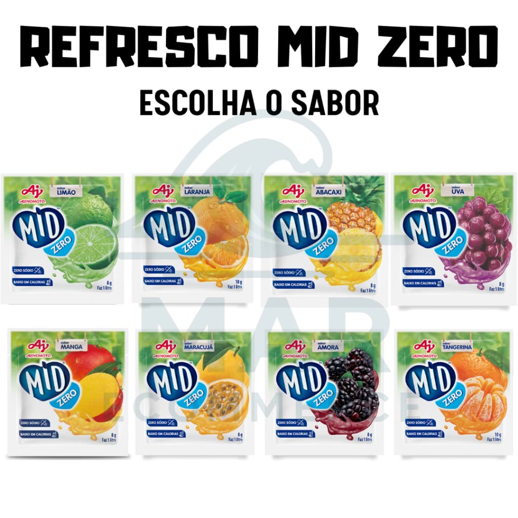 Refresco Suco Em Pó MID Zero - Caixa Com 15 Unidades - Escolha O Sabor