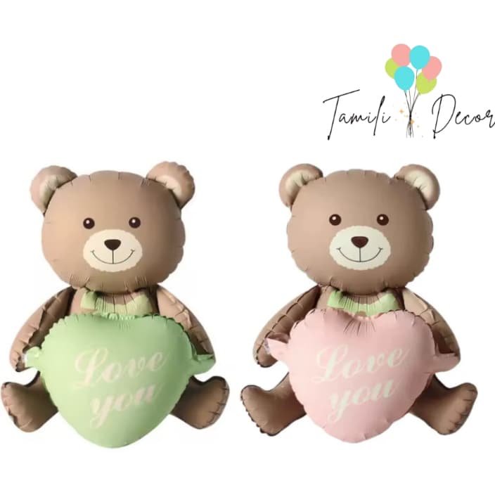 Balão Urso Love You Fosco/Matte 105x66cm – Decoração Chá Revelação, Maternidade ou Namorados