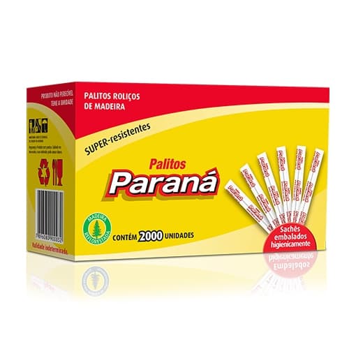 Palito Roliço de Madeira de Dente Madeira Embalado Sachê Individual  Paraná 2000 Unidades