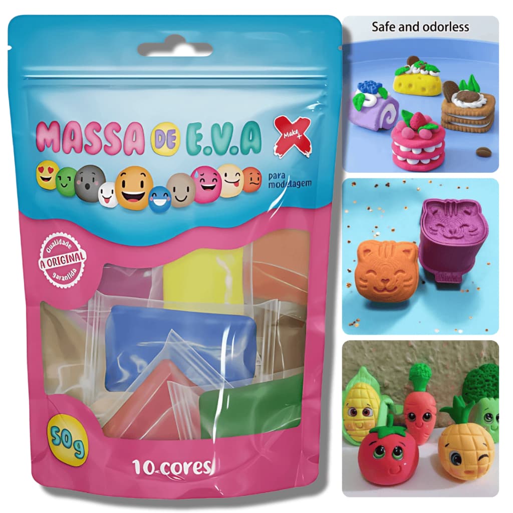 Massinha de EVA de Modelar Slime Infantil 10 Cores  Colorida Atóxica Segura Criativa Massa Modelagem