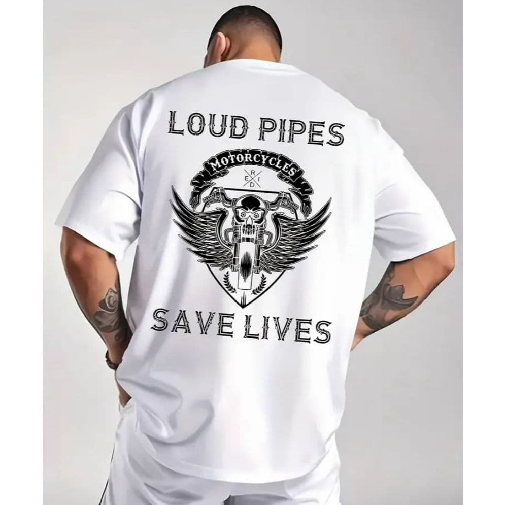 Camiseta Masculina Loud Pipes Estampa Moto Moda Urbano Casual Algodão