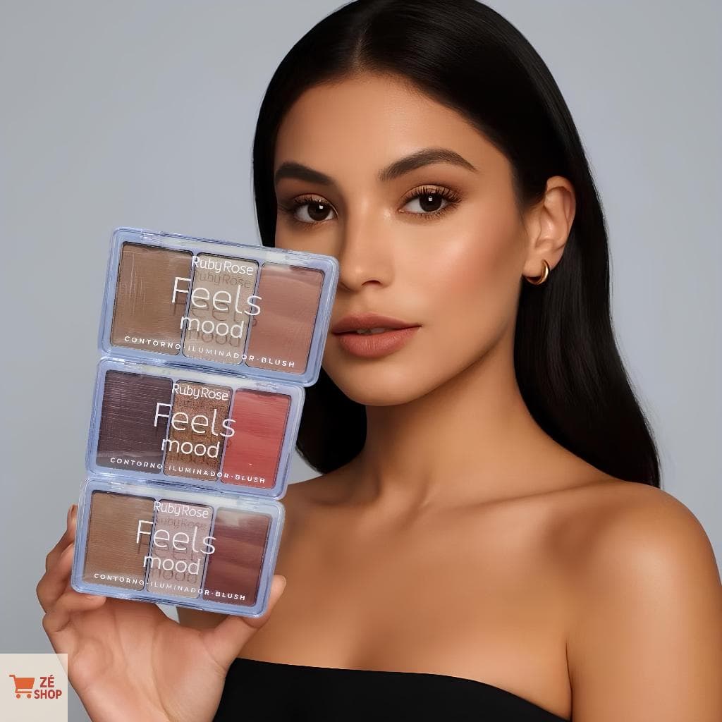 Kit 2 Paleta Blush Iluminador Contorno Feels Matte Makut Profissional Alta Fixação Sensaçãopele leve