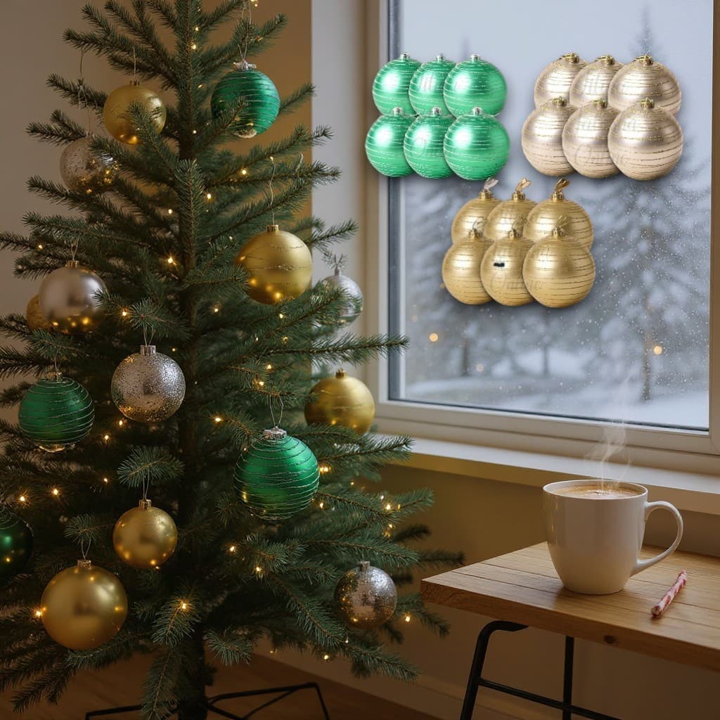 Kit 6 Bolas Natal Brilho Decoração Natalina Linha Luxo Premium 13cm Cores
