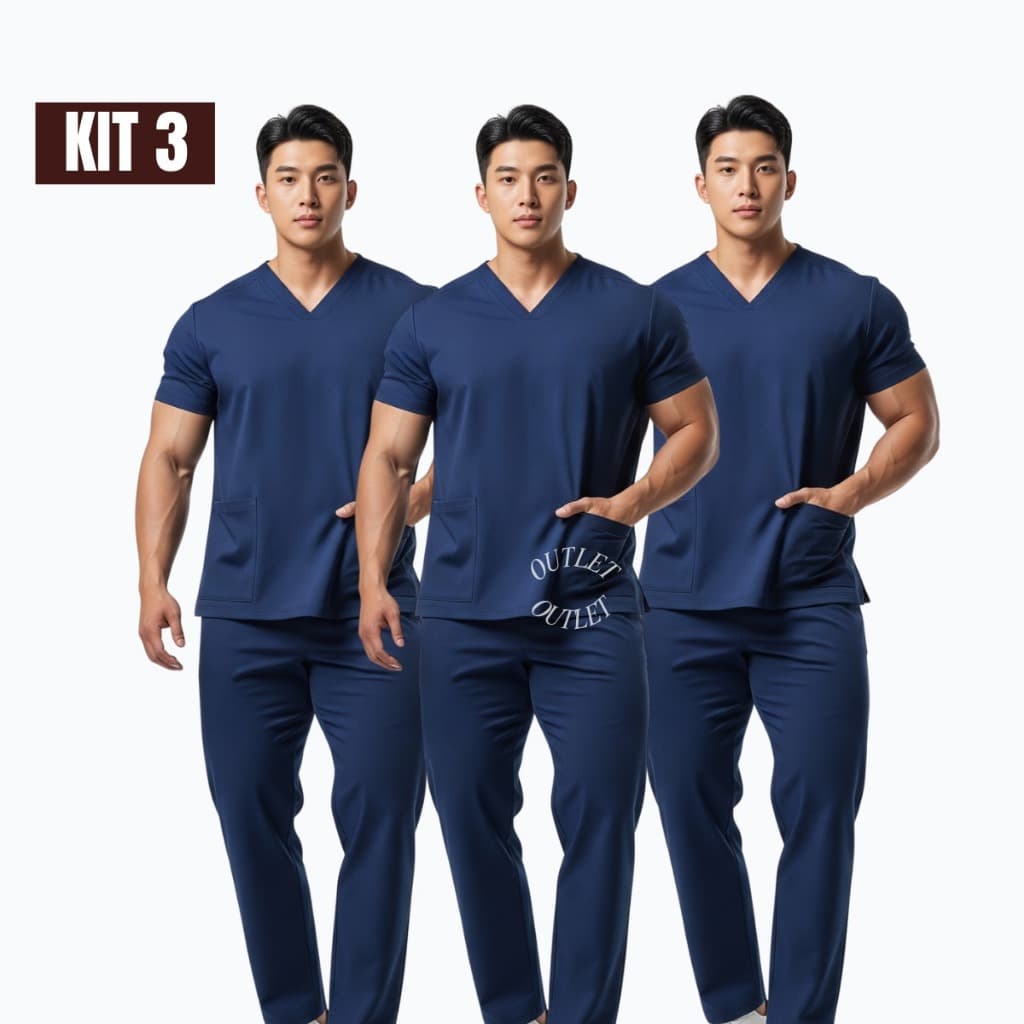 Kit 3 Pijama Hospitalar Masculino Dentista Plussize Scrub-ph