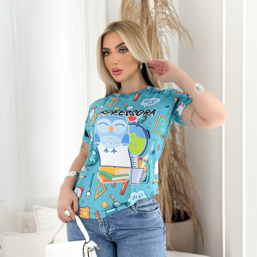 T-shirt Feminina Professora Educação Profissões Educar Blusa Manga Curta Camiseta Baby look