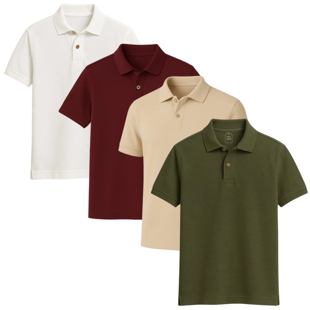 KIT 04 CAMISA POLO MASCULINA PIQUET ALGODÃO CASUAL VARIADAS