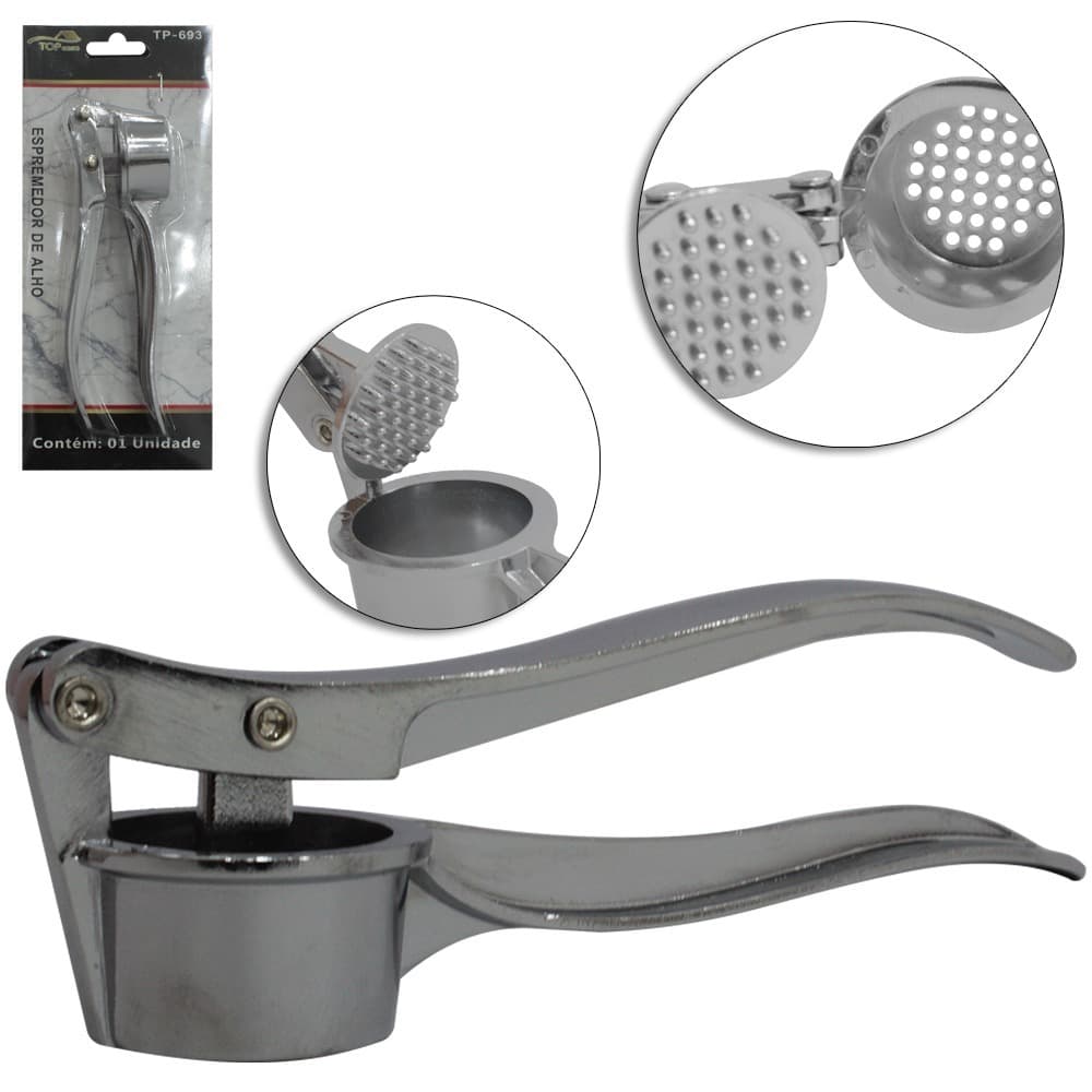 ESPREMEDOR DE ALHO DE METAL TOP CASA 15CM