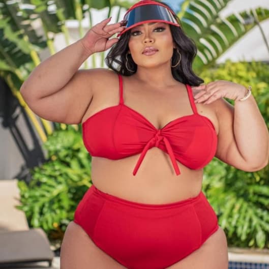 Biquini Plus Size com Forro Suplex: Top com Bojo Removível 2 em 1 Cintura Alta