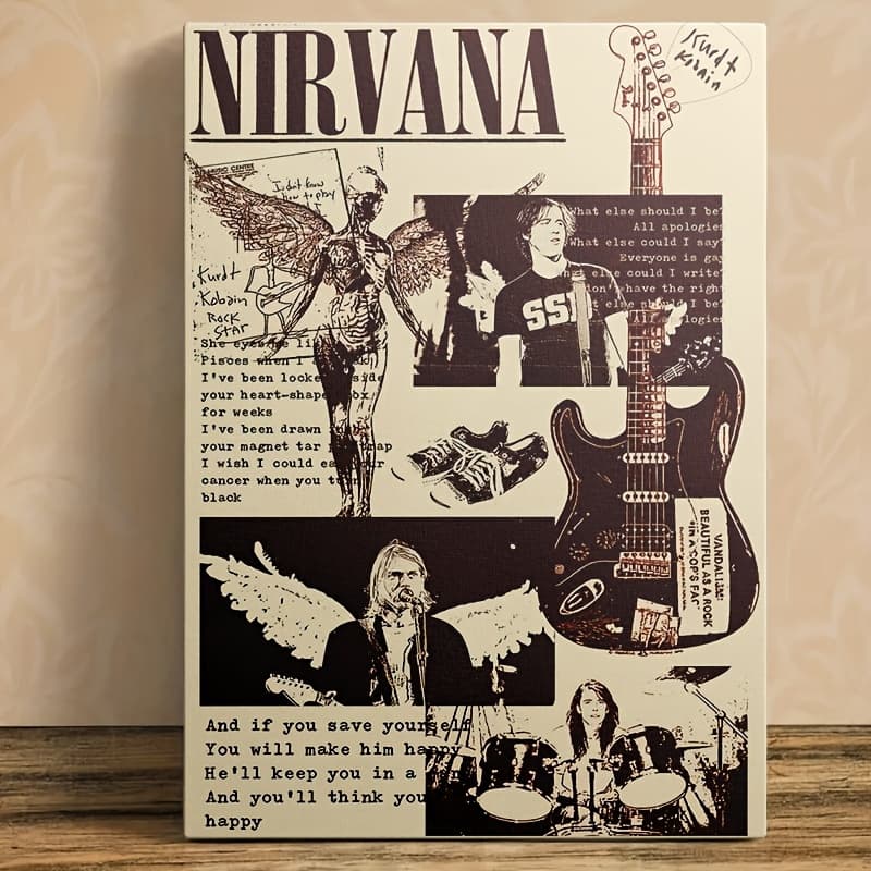 Quadro Decorativo Banda Grunge Rock Vintage Pôster Música Sala Quarto Escritório