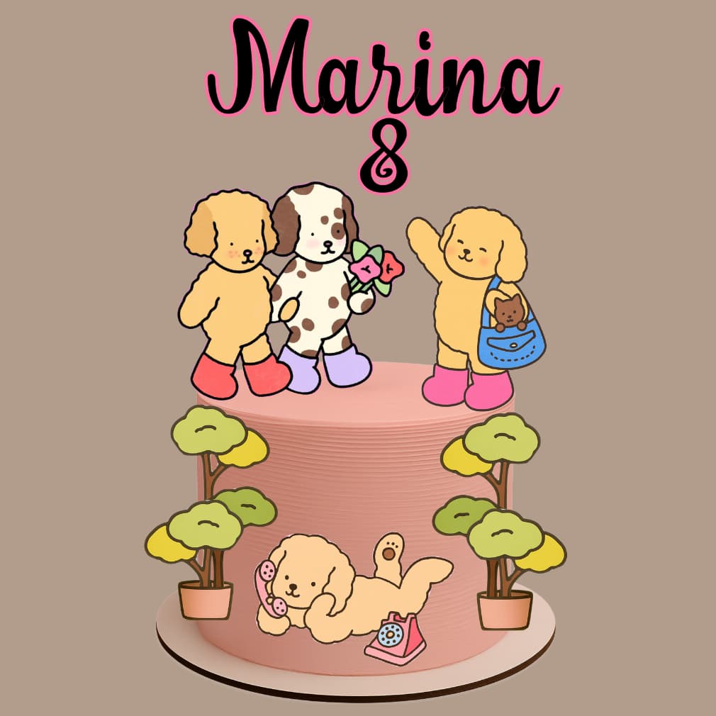 Topo de Bolo Bobie Goods - Decoração Personalizada com nome  para Menina e Menino