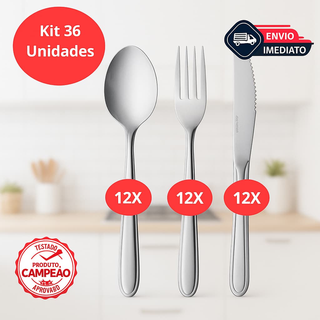 Kit de Talheres  Aço Inox Facas Garfos de Mesa Colheres Para Cozinha e Restaurantes