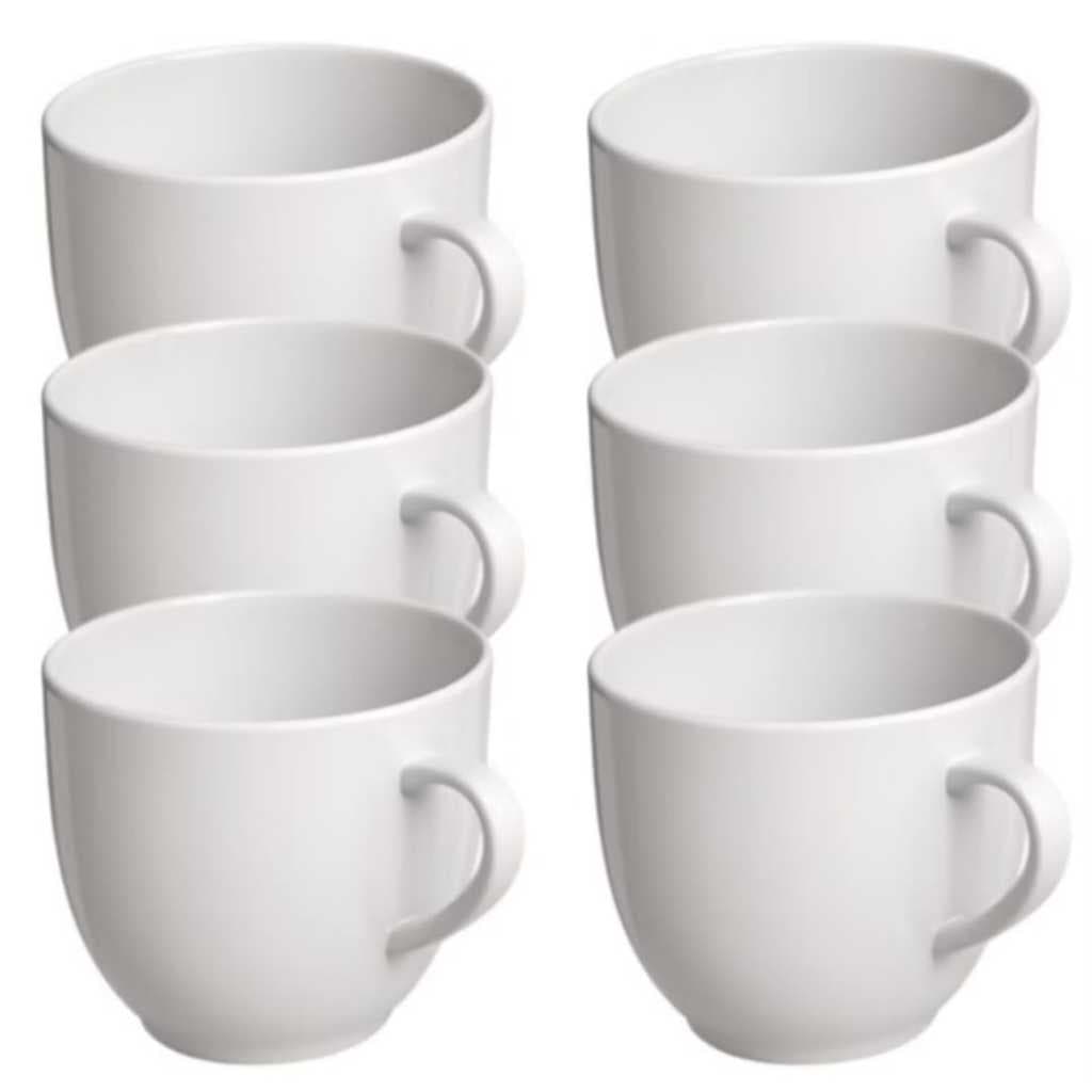 Jogo 6 3 Xicara Porcelana Branca Lisa Jogo Xícara Cha Cafe Leite 95 ml Chicara Hotel Casa Cozinha.
