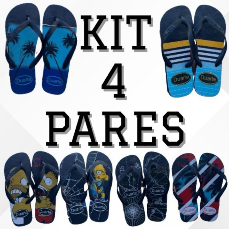 kit chinelo masculino estampado 4 pares