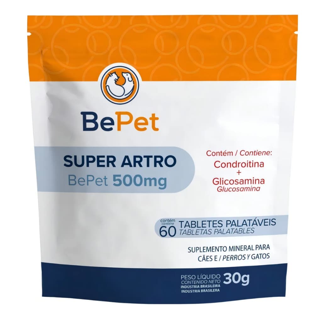 Suplemento BePet SuperArtro 500mg 60 Tabletes