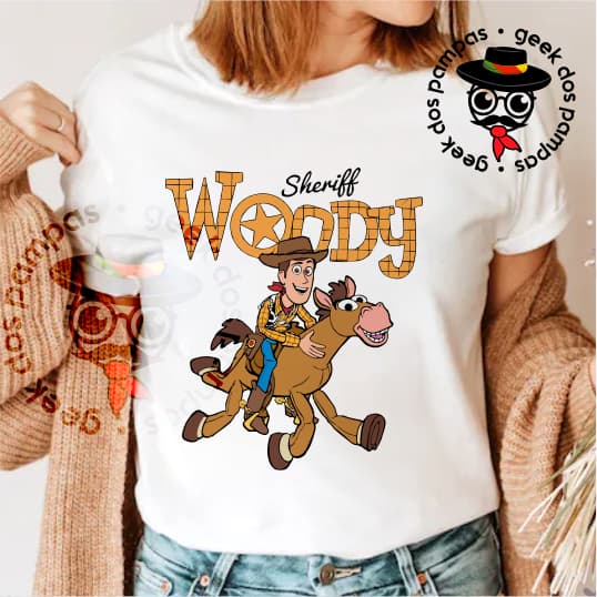 Camiseta Xerife Woody Toy Story Linda Estampa de Altíssima Qualidade