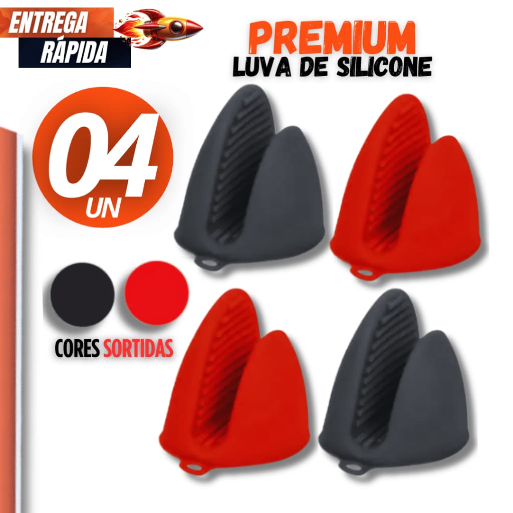 Conjunto Kit 4/2 Luvas Pegador Bico de Pato Em Silicone Térmica Para Cozinha Forno Fogão Panela Uny Home