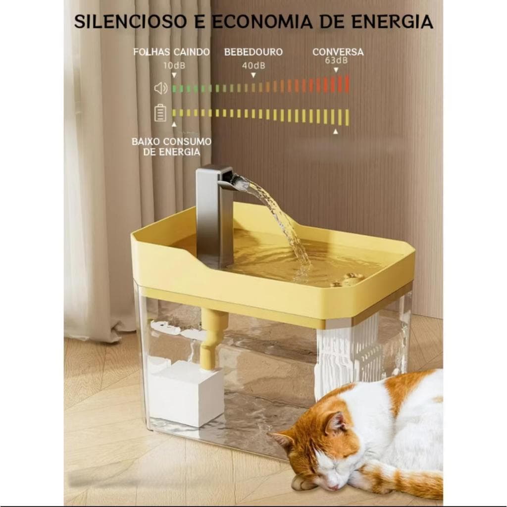 Fonte Para Gatos Automática Bebedouro Purificador de Água 1,5L E 2,5L Bivolt Com Filtro Envio