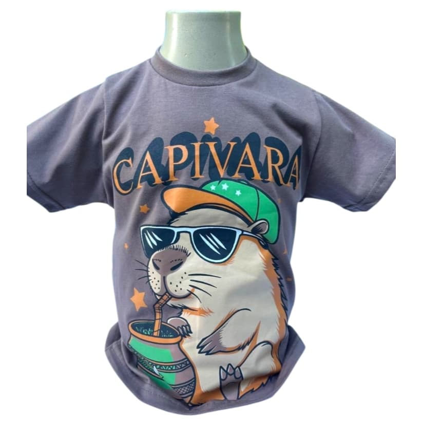 Camiseta Infantil Manga Curta 100% Algodão - Capivara