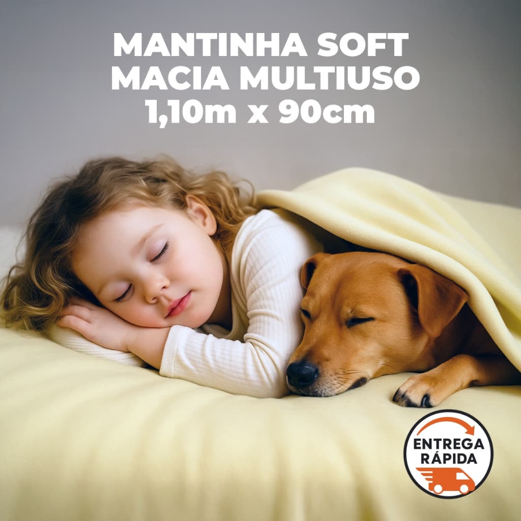 Manta Pet Soft Cobertor Microfibra p/ Bebê Cachorro Gato 1,10m x 90cm Antialérgica Quentinha Lavável