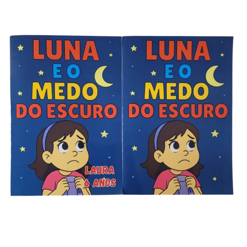 Livro com 16 desenhos para Colorir e História "Luna e o Medo do Escuro" – Tamanho A5 | Com ou Sem Nome