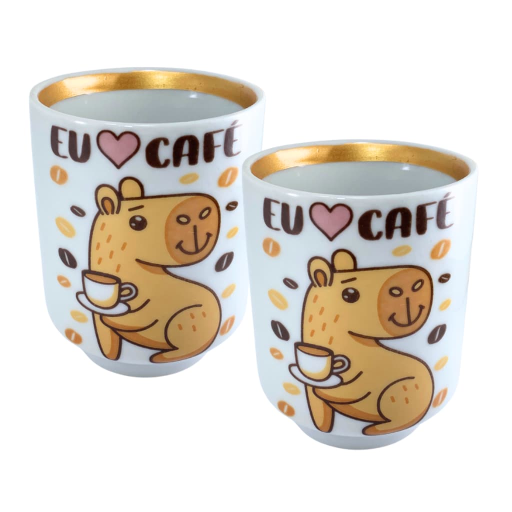 Kit 2 Mini Copinho de Porcelana para Café 150Ml Empilhável