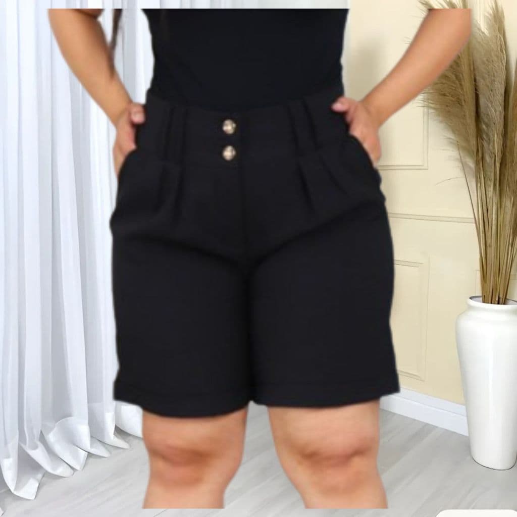 Bermuda Feminina Social de Linho - Alfaiataria com Bolsos - Peça Elegante para o Verão