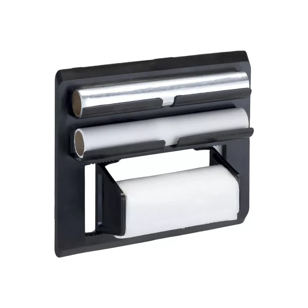 Porta Rolo de Cozinha 3 em 1 Parede Adesivo 3M Sem Furo Papel Toalha Alumínio Filme Plástico com Cortador Arthi