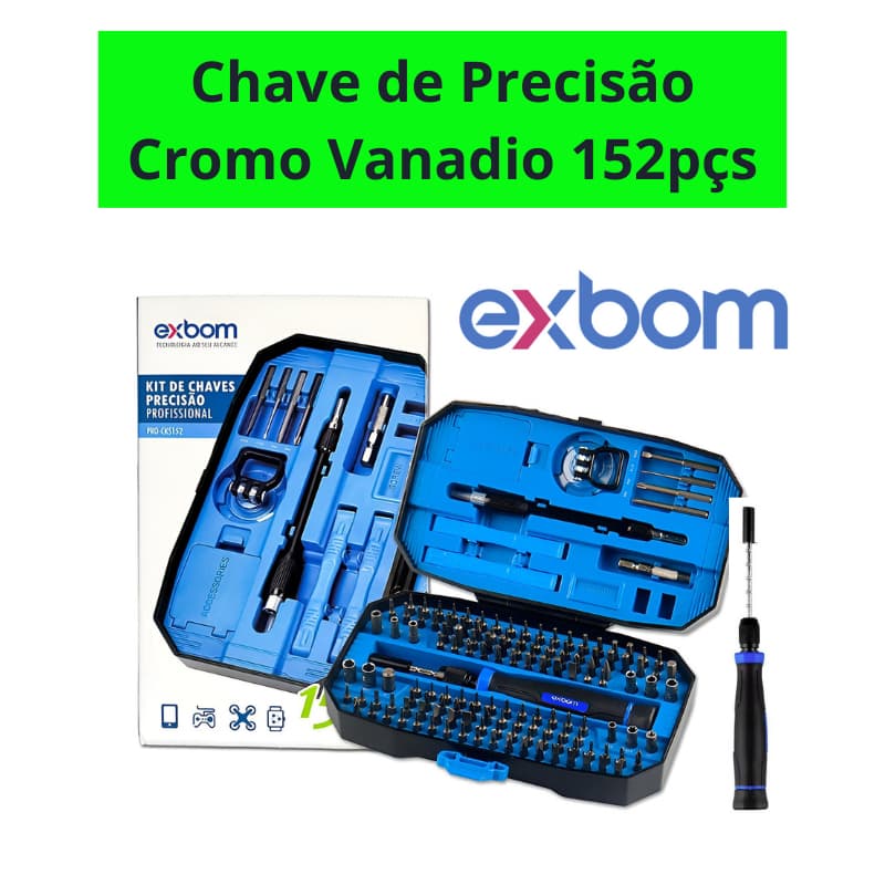 Kit Chave de Fenda de Precisão 152 em 1 Multiuso Fenda Profissional Cromo Vanadio Exbom PRO-CKS152