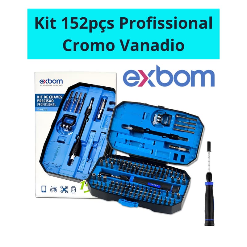 Chave de Fenda Aço Cromo Vanádio 152 em 1 Profissional PRO-CKS152 Exbom