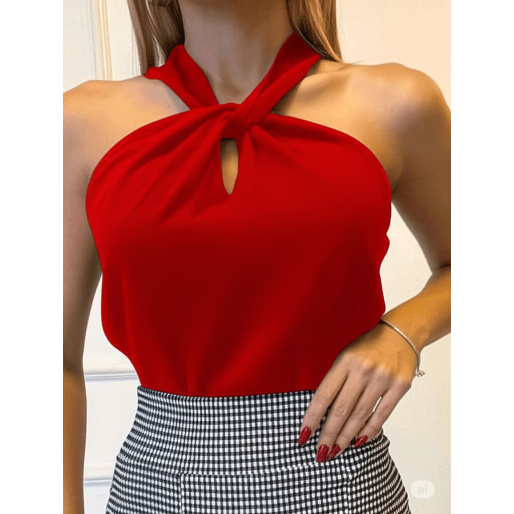 Blusa Feminina Frente Única com Nó Duna Look Casual Verão Elegante