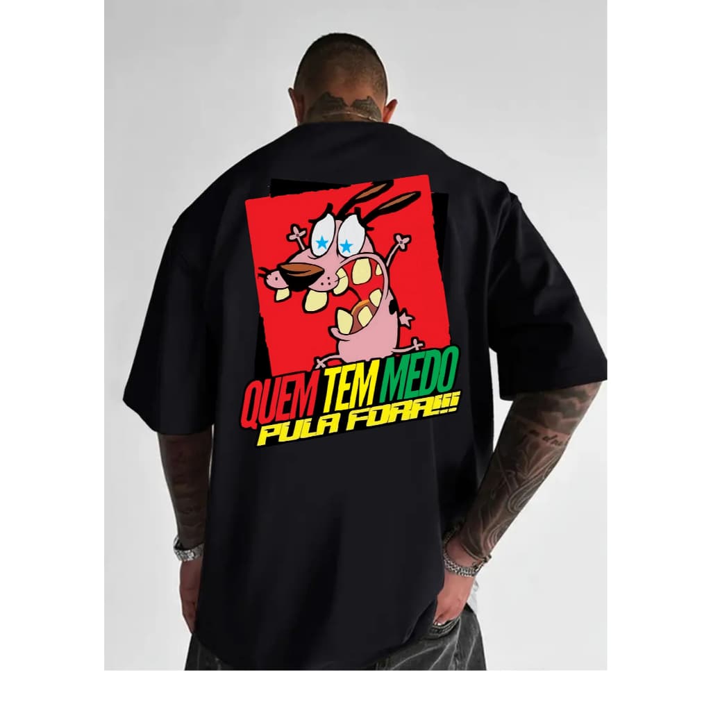 Camiseta Casual Streetwear Algodão Premium Quem Tem Medo Pula Fora Caminhão