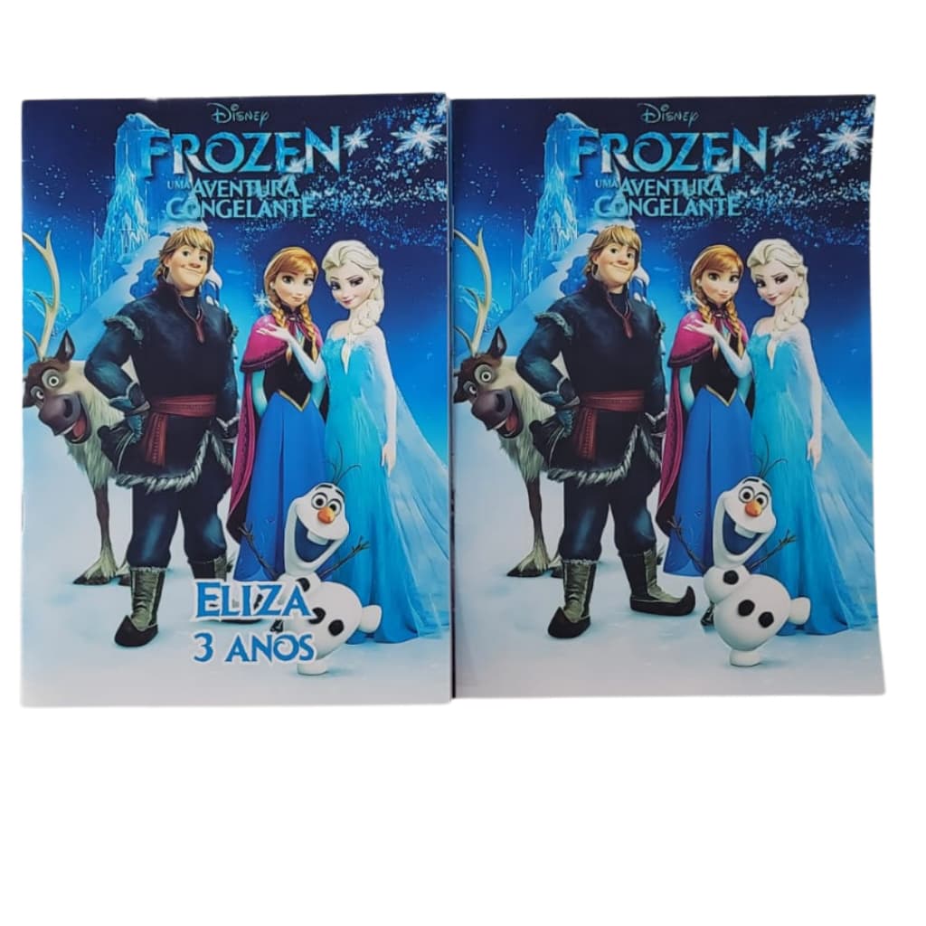 Livro com 16 desenhos para Colorir Tema Frozen – Tamanho A5 | Personalizado ou Simples