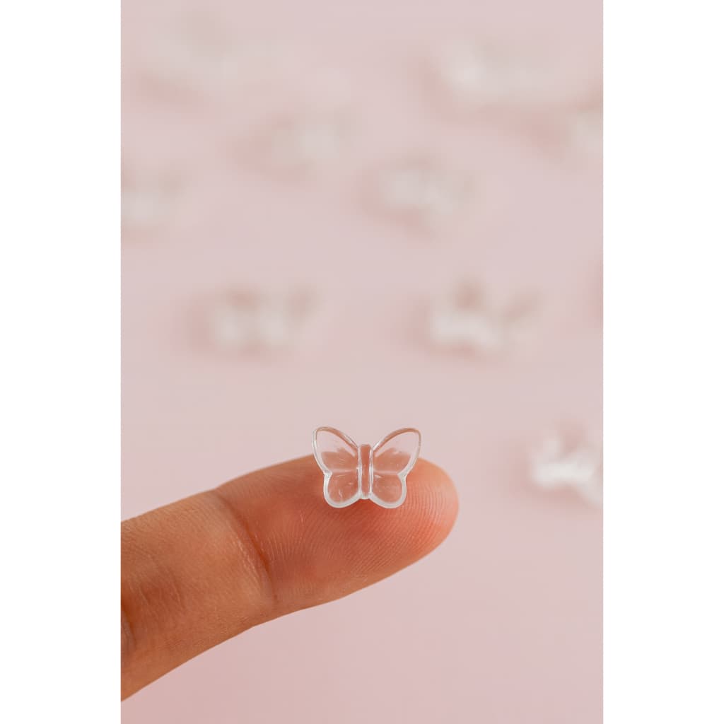 Miçanga Borboleta Pequena Transparente Entremeio Boboletinha com Furo para Bijouteria Lembrancinha