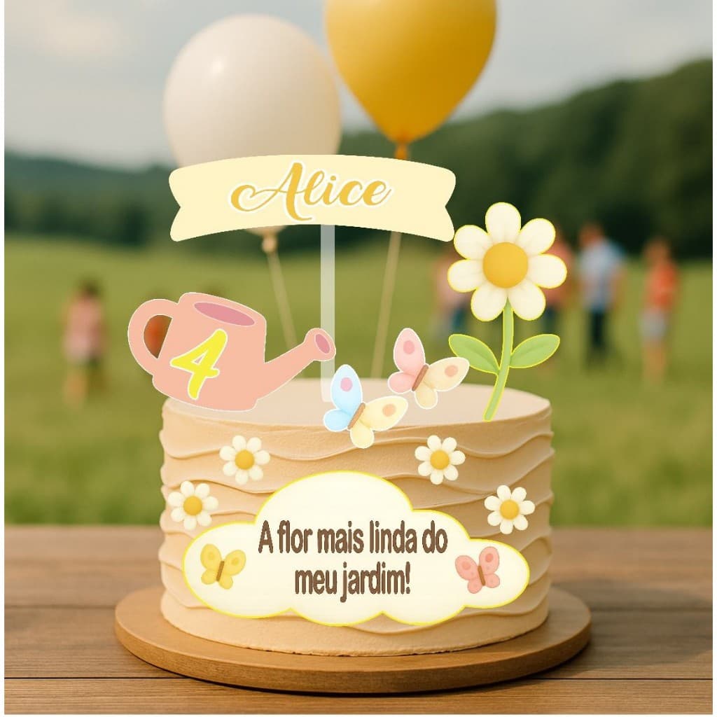 Envio Rápido - Jardim Margaridas / Topo de Bolo personalizado - mesversario