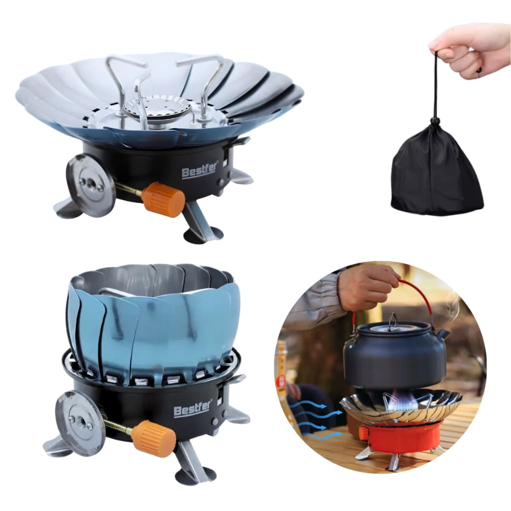 Fogareiro Portátil Para Brisa Fogão a Gás Corta Vento Camping Viagem Caminhoneiro Bestfer