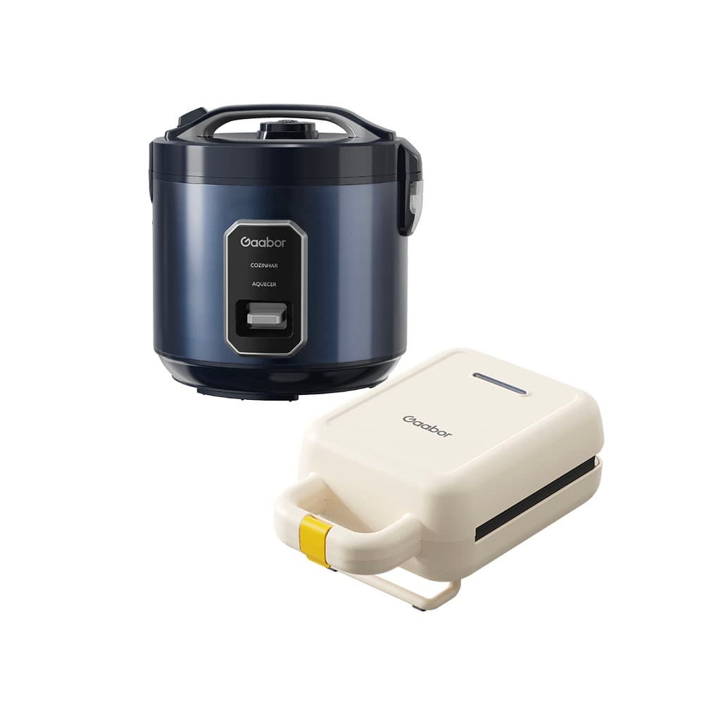 [Venda em Conjunto] Gaabor  Sanduicheira Elétrica SM60M com Temperatura Constante Dupla Face+ Panela de Arroz Azul RC50M