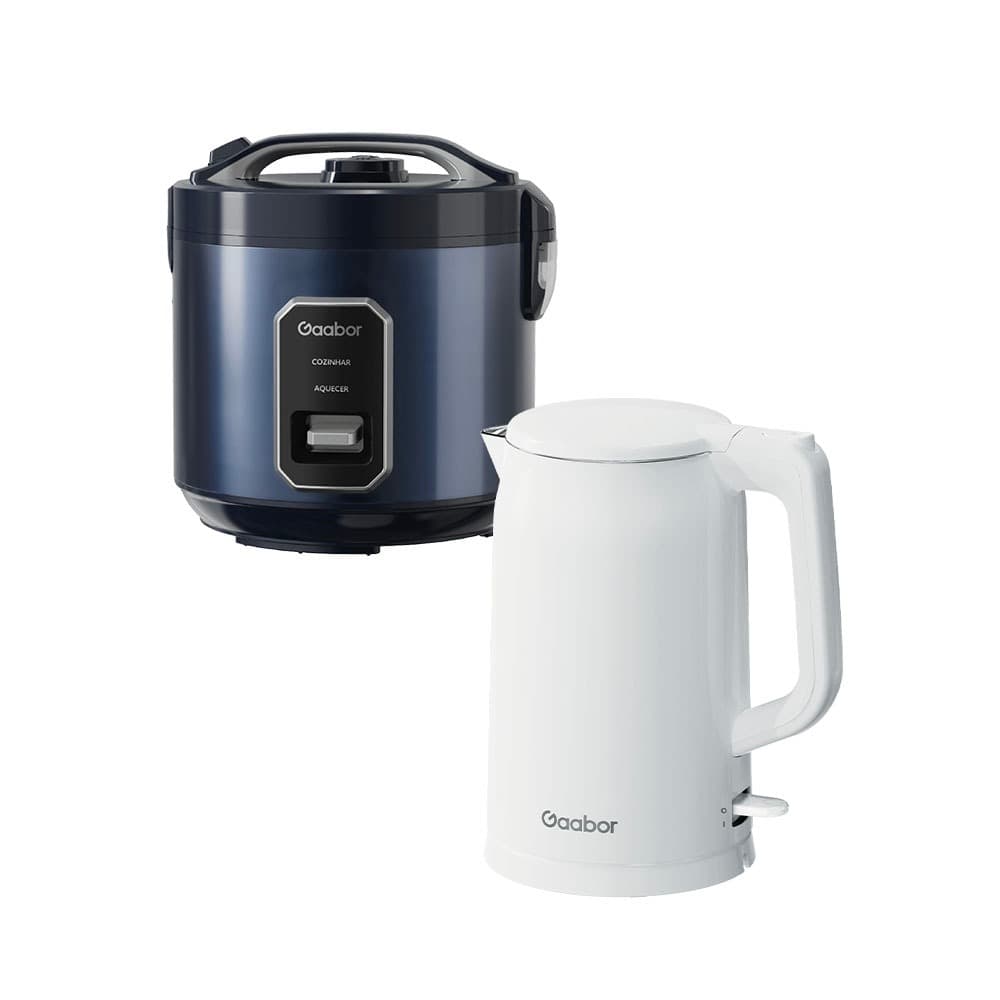 [Venda em Conjunto] Gaabor Chaleira Elétrica 1,7L EK20M Resistente ao Calor  +  Panela de Arroz Azul RC50M