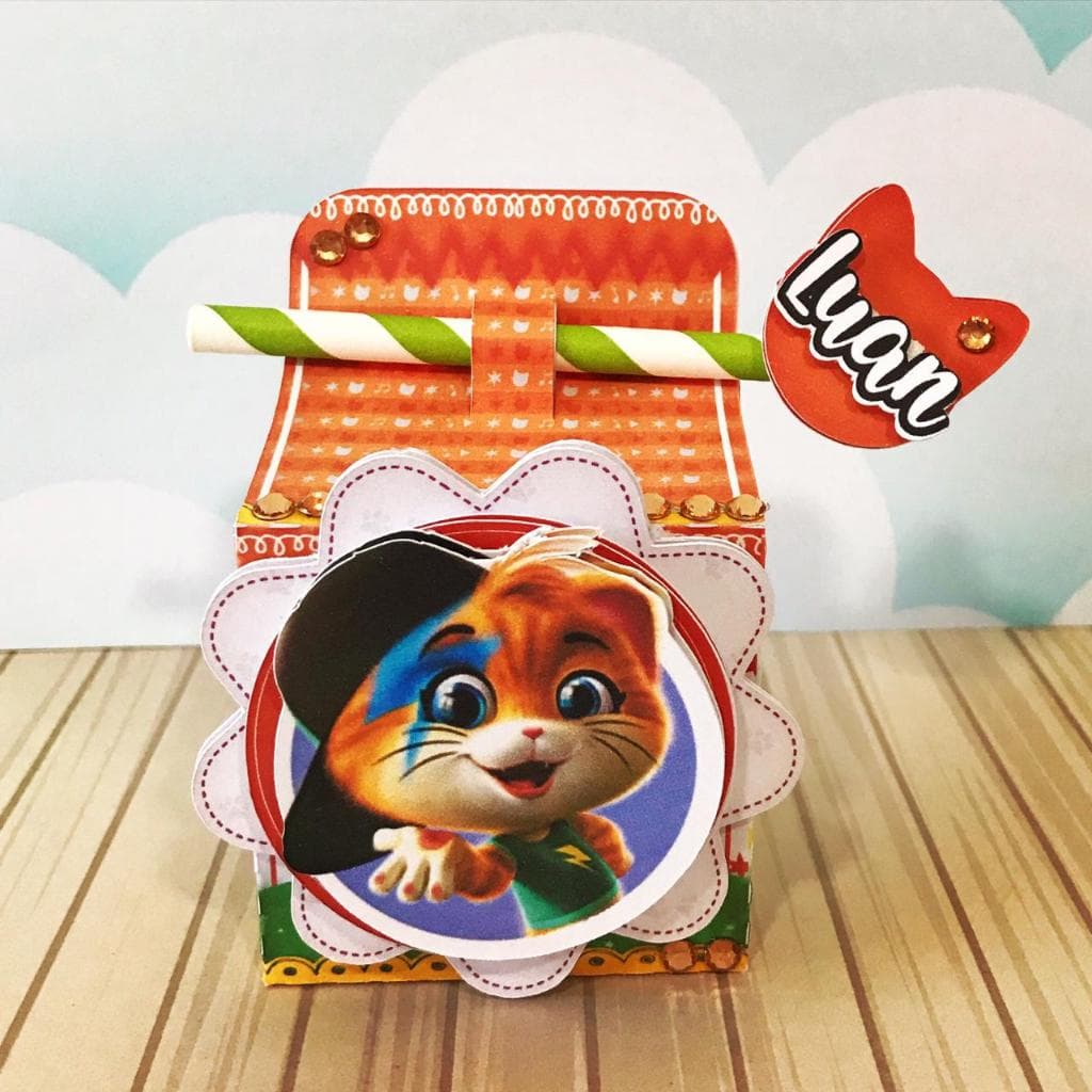 Kit Festa Personalizado 44 Gatos P/ Menino Pegue e monte