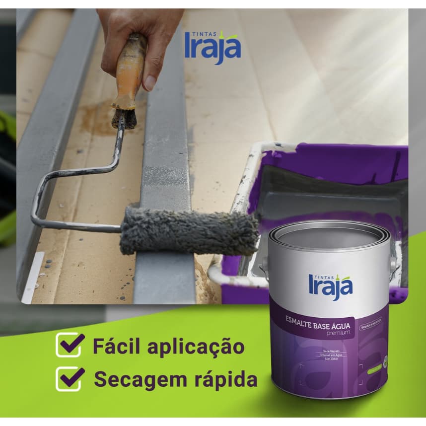 Tinta Esmalte Base Agua Madeira Ferro e Metal Uso Interno e Externo com Alta Cobertura Iraja