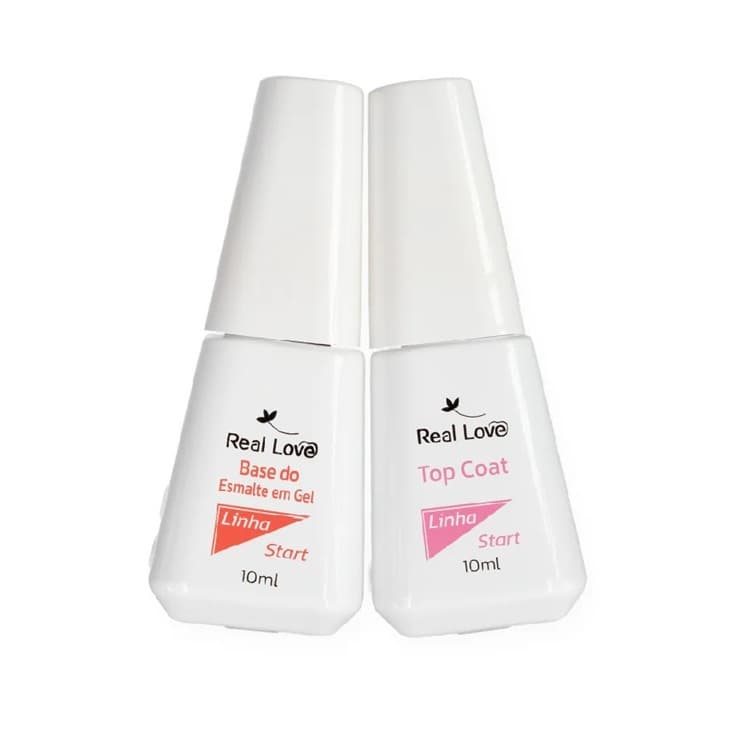 Kit Preparadores 2 Peças - Top Coat e Base de Esmalte em Gel - 10ml Linha Start - Real Love