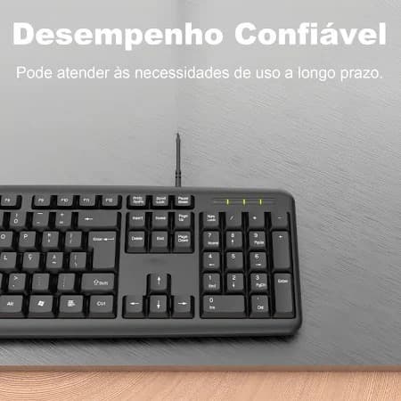 Teclado H’maston K-816 USB à Prova d’Água – 104 Teclas, Teclas Macias e Silenciosas, Design Ergonômico para Escritório