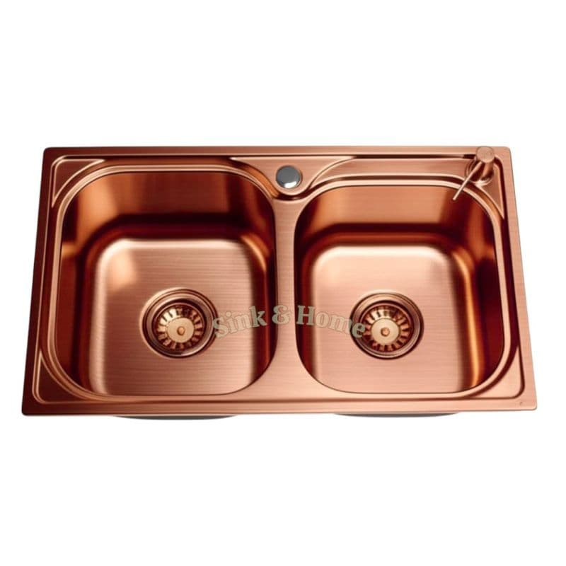 Cuba Dupla Cozinha Rose Gold Inox 68 CM Cuba Dupla Bancada Cozinha Rose 68X39 CM Sabão