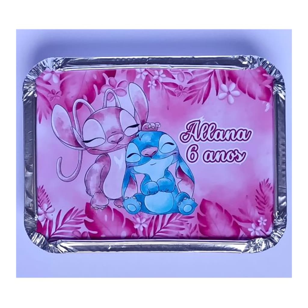Marmitinha Personalizada Stitch Rosa Aquarela - Marmitinha Para bolo doces Salgadinhos guloseimas